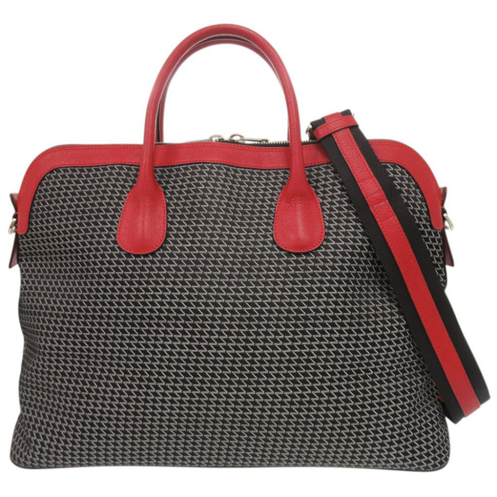 Valextra K-VAL My Logo Canvas Leather Red Black 2-Way Boston Bag 0603Valextra